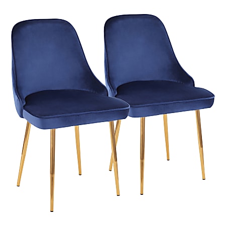LumiSource Marcel Dining Chairs, Blue/Gold, Set Of 2 Chairs