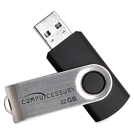 Compucessory Memory Stick-compliant Flash Drive - 32 GB - USB 2.0 - 12 MB/s Read Speed - 480 MB/s Write Speed - Silver - 1 Year Warranty