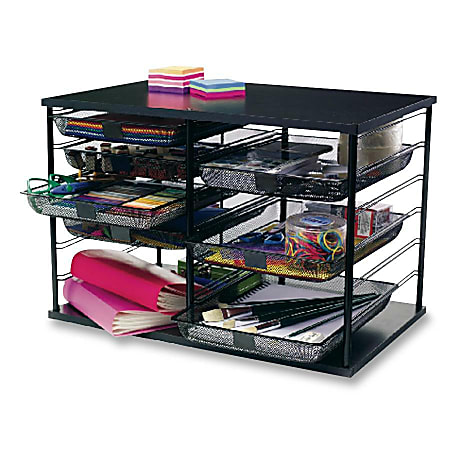 Rubbermaid® 12-Compartment Desktop Organizer, 16 7/16H x 29 1/8W x 7  1/8D, Black