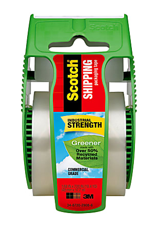 Scotch® 3750 Greener Commercial Grade Packing Tape With Dispenser, 1 7/8" x 19.4 Yd., Clear