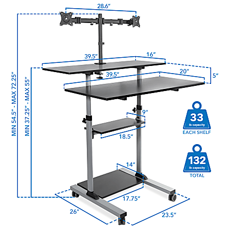 Stand up desk two monitors sale