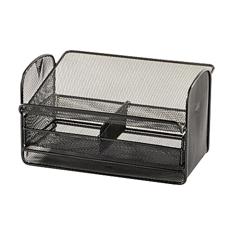 Safco® Onyx Mesh Telephone Stand With Drawer, 7"H