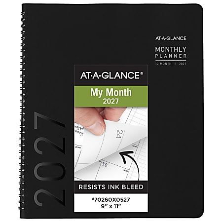 AT-A-GLANCE® Contemporary 2027 Monthly Planner, Black, Large, 9" x 11"