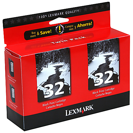 Lexmark™ 32 Black Ink Cartridges, Pack Of 2, 18C0533