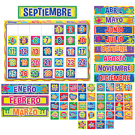 Eureka Color My World Spanish Calendar Bulletin Board