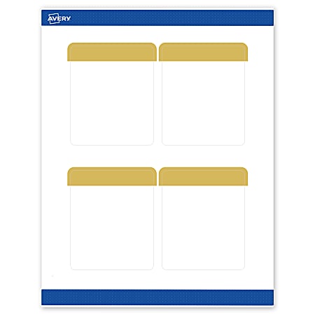 Avery® Print-To-The-Edge Labels & Sure Feed®, S00-DJM-PRWMP10, 4" x 3-1/3", Matte White, Preprinted Dipped Gold Edge Design, Pack Of 40