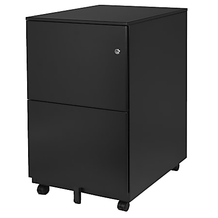 Aurora SOHO 25"D Vertical 2-Drawer Mobile File Cabinet, Metal, Black