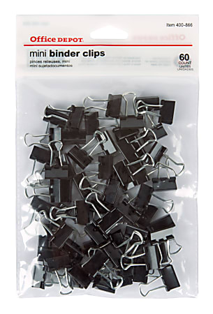 Office Depot Brand Binder Clips Mini 916 Wide 14 Capacity Black Pack Of 60  - Office Depot