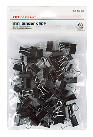 Office Depot Brand Binder Clips Small 34 Wide 38 Capacity Black Pack Of 36  - Office Depot