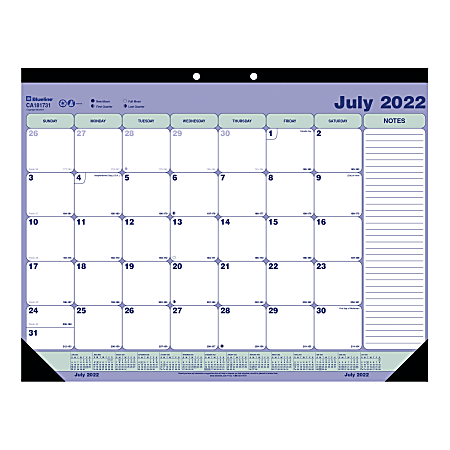 Blueline® Colorful 13-Month Academic Desk Calendar, 21-1/4" x 16", July 2022 to July 2023, CA181731