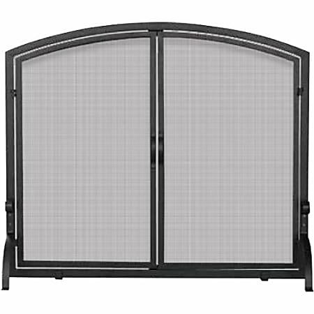 UniFlame Single Panel Black Wrought Iron Screen with Doors Medium