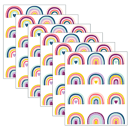Teacher Created Resources Mini Accents, Oh Happy Day Rainbows, 36 Pieces Per Pack, Set Of 6 Packs