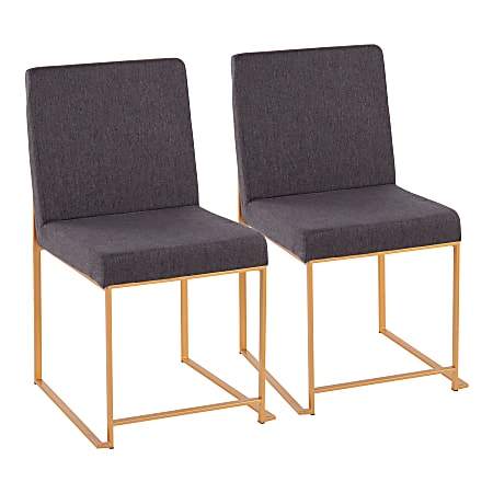 LumiSource High-Back Fuji Dining Chairs, Charcoal/Gold, Set Of