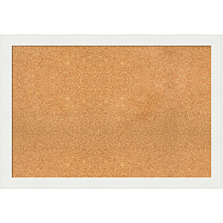 Amanti Art Cork Bulletin Board, 39" x 27", Natural, Vanity White Polystyrene Frame