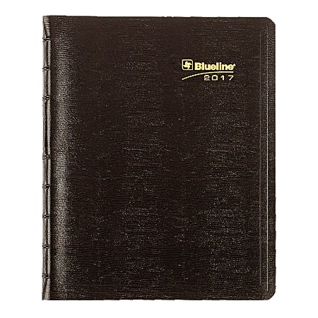 Blueline® MiracleBind™ 17-Month Planner, 9 1/4" x 7 1/4", Soft Cover, 50% Recycled, Black, August 2016 to December 2017