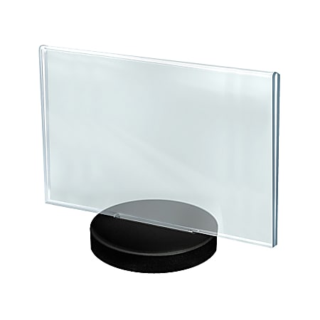 Azar Displays Acrylic Frames On Round Bases, Horizontal, 11" x 8 1/2", Clear/Black, Pack Of 10