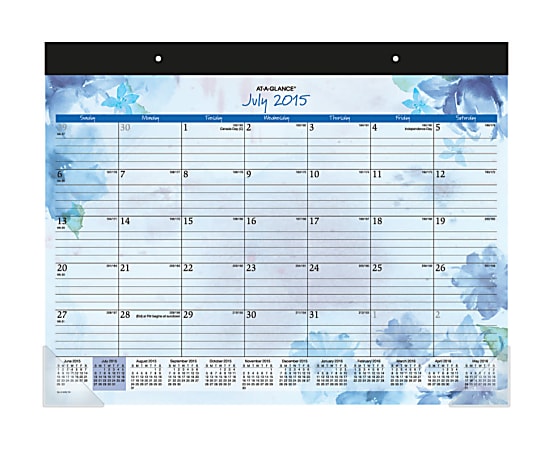 AT-A-GLANCE® Fashion Monthly Desk Pad Calendar, 22" x 17", 30% Recycled, Beautiful Day, January-December 2015