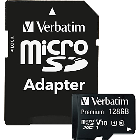 Verbatim Premium UHS I Class 10 MicroSDXC Memory Card With Adapter 128GB -  Office Depot