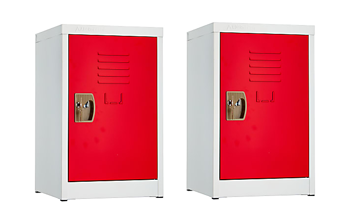 Alpine AdirOffice 1-Tier Steel Lockers, 24”H x 15”W x 15”D, Red, Pack Of 2 Lockers