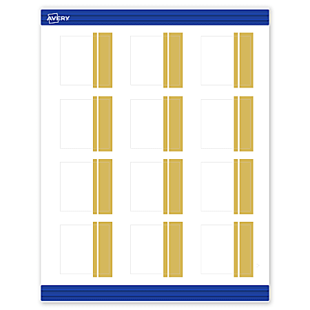 Avery® Print-To-The-Edge Cards With Sure Feed®, S00-DKF-PRMWC10, 2" x 2", Matte White, Preprinted Double Dipped Gold Edge Design, Pack Of 120