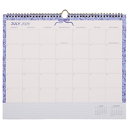 Happy Planner Organized 12-Month Wall Calendar, 14” x 12”, Cottage Blues, July 2026 To June 2027, CWDS12-003, Total Qty 1