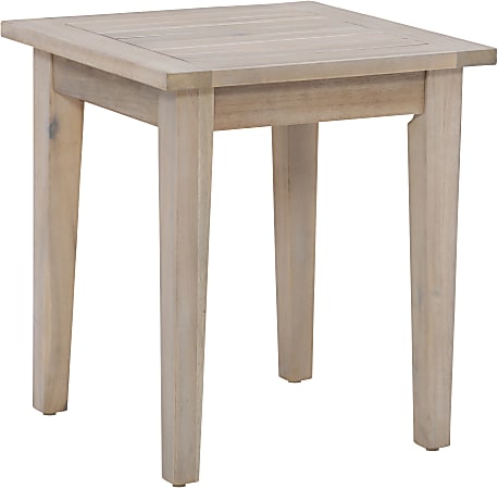 Linon Lascher Outdoor Wood Side Table, 20-1/4”H x 18”W x 18”D, Natural