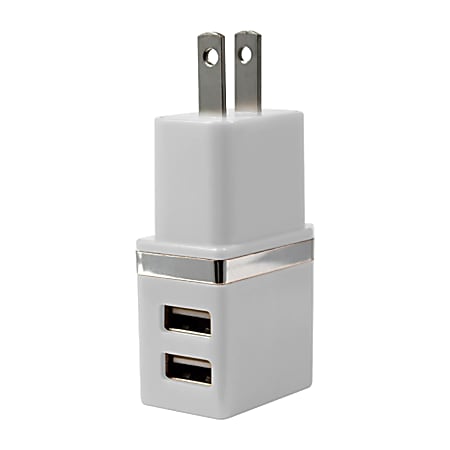 Duracell® Dual USB Wall Charger, Metallic White