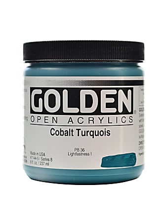 Golden OPEN Acrylic Paint, 8 Oz Jar, Cobalt Turquoise