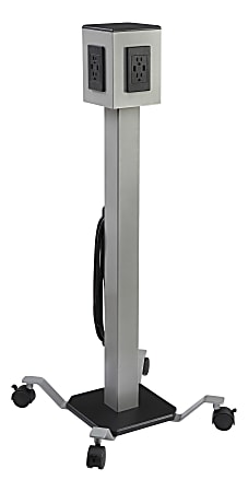 Lorell® Mobile Power Tower, 8-USB/8-Outlet, Gray