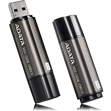 Adata 16GB Superior S102 Pro USB 3.0 Flash Drive - Arc-shape - 16 GB - USB 3.0 - 100 MB/s Read Speed - 25 MB/s Write Speed - Titanium Gray - Lifetime Warranty