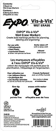  Expo Vis-a-Vis Wet-Erase Marker, Fine Point, Black Ink, Dozen  (SAN16001) : Office Products