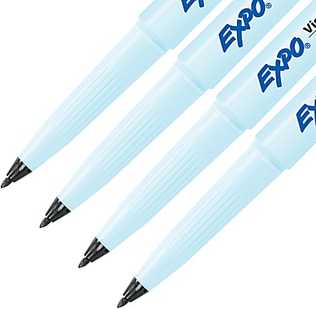 Expo Vis A Vis Wet Erase Fine Tip Markers Gray Barrel Black Ink Set Of 4  Markers - Office Depot