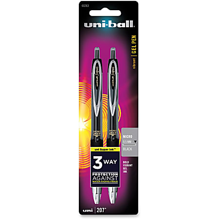 Sanford Signo 207 Rollerball Pen - Medium Pen Point - 0.5 mm Pen Point Size - Refillable - Black Gel-based Ink - Translucent Black Barrel - 2 / Pack
