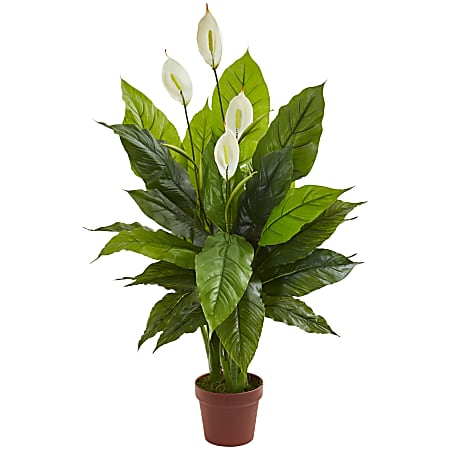 Nearly Natural 42"H Real Touch Spathiphyllum Artificial Plant, 42"H x 16"W x 15"D, Orange/Green