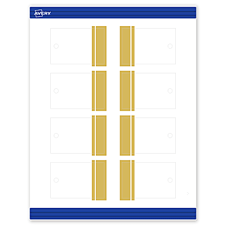 Avery® Print-To-The-Edge Tags With Sure Feed®, S00-DKJ-PRMWT10, 2" x 3", Matte White, Preprinted Double Dipped Gold Edge Design, Pack Of 80
