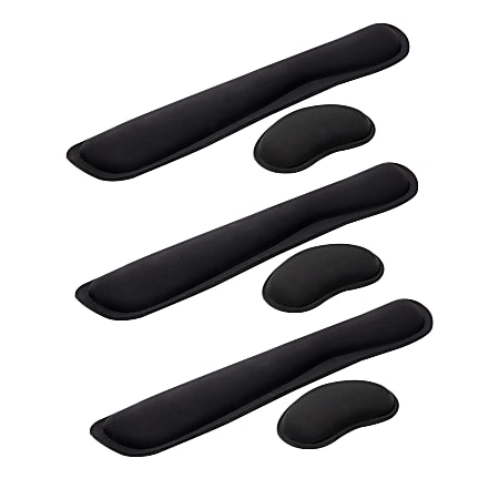 Mind Reader Ergonomic Keyboard and Mouse Wrist Rest Sets Gaming Accessory, 3/4" H x 3" W x 16-3/4," L, 6 Pieces, Black