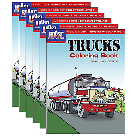 BOOST SERIOUSLY FUN LEARNING Coloring Books, Trucks, Pack Of 6 Books