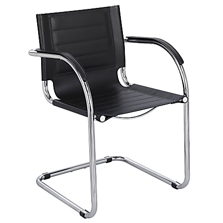 Safco® Flaunt™ Bonded Leather Guest Chair, Chrome/Black