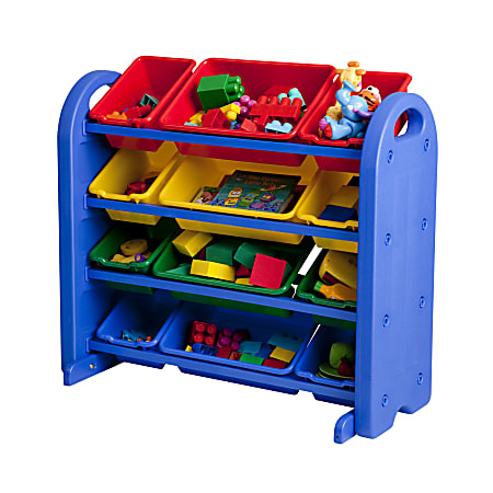 ECR4Kids® Plastic Storage Organizer, 4-Tier, 18 1/2”H x 14”W x 16”D, Blue