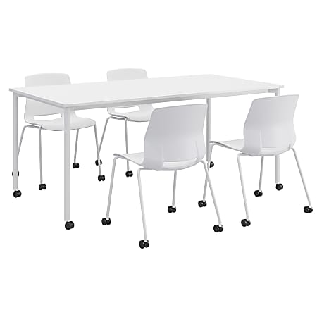KFI Studios Dailey Table And 4 Chairs, With Caster, White
