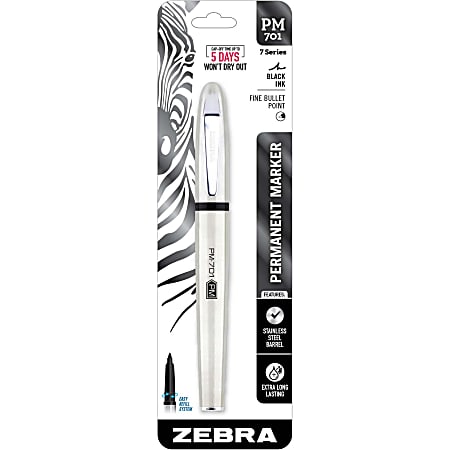 Zebra Pen Fine Bullet Tip PM-701 Permanent Marker - Fine Pen Point - Bullet Marker Point Style - Refillable - Stainless Steel Barrel - 1 Each