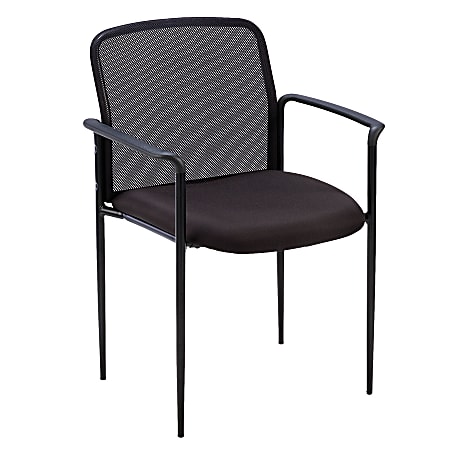 Lorell® Mesh Seat, Mesh Back Stacking Chair, 18 1/2" Seat Width, Black Seat/Black Frame, Quantity: 1