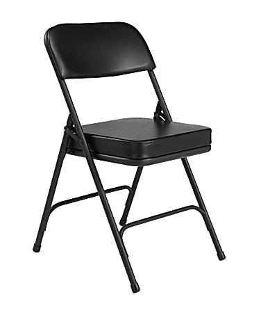 National Public Seating Vinyl Upholstered Folding Chairs Black Set