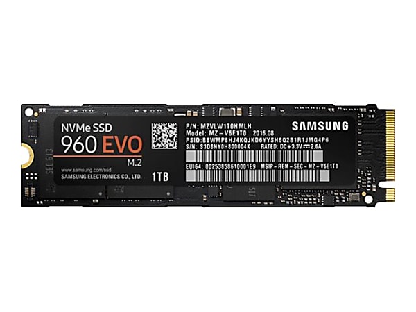 Samsung 960 EVO MZ-V6E1T0BW - SSD - encrypted - 1 TB - internal - M.2 2280 - PCIe 3.0 x4 (NVMe) - 256-bit AES - TCG Opal Encryption