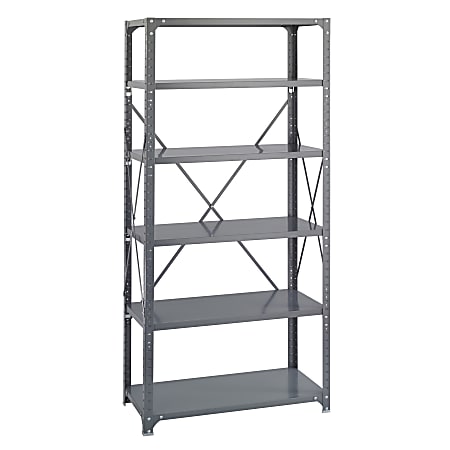 Safco® Commercial Steel Shelf Pack, 75"H x 36"W x 18"D, 6 Shelves, Gray