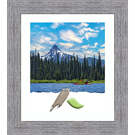 Amanti Art Rectangular Picture Frame, 25” x 29" With Mat, Bark Rustic Gray