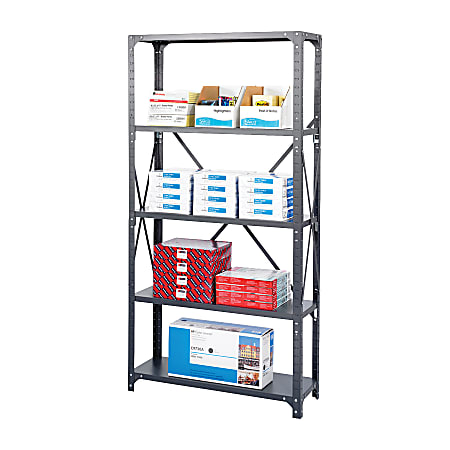 Safco® Commercial Steel Shelf Pack, 75"H x 36"W x 24"D, 6 Shelves, Gray
