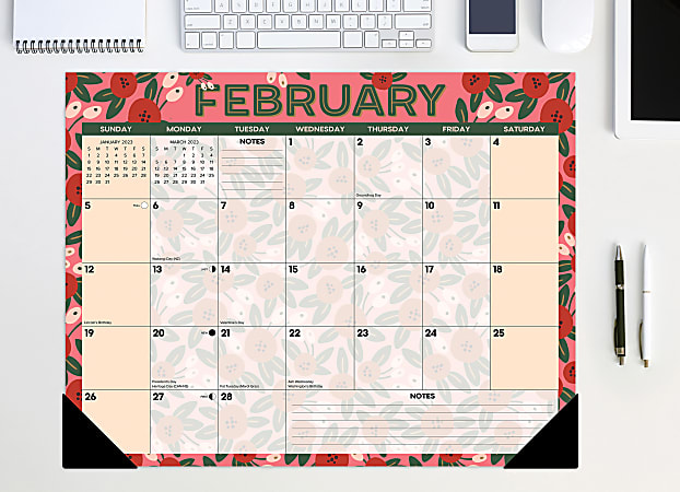 Willow Creek Press Monthly Desk Pad Calendar 17 x 12 Spring Floral