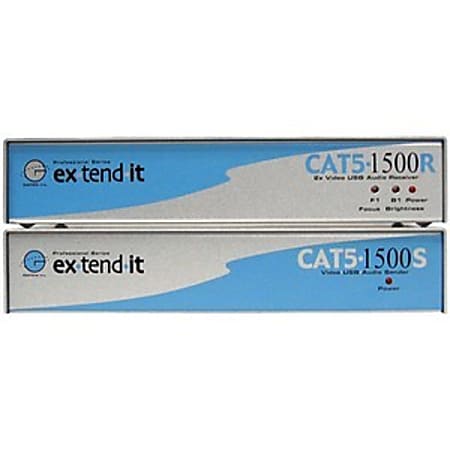 Gefen CAT5-1500 KVM Console/Extender - 1 Computer(s) - 1 Remote User(s) - 1 x Type B USB, 1 x Mini-phone Stereo Audio Line In, 1 x HD-15 Video In - Rack-mountable