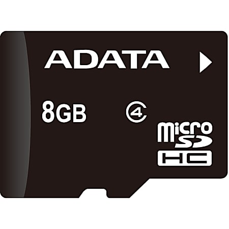 Adata 8 GB Class 4 microSDHC - 14 MB/s Read - 5 MB/s Write - Lifetime Warranty